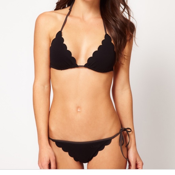 black scalloped bikini top
